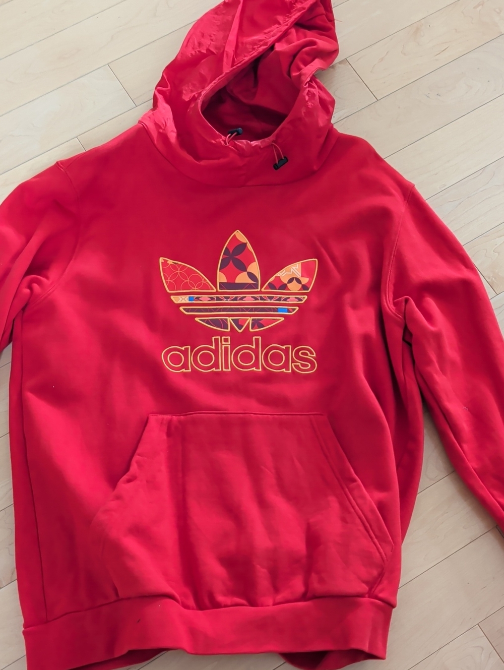 Like New Adidas Originals Lunar New Year Red Hoodie with Trefoil - Men's Large